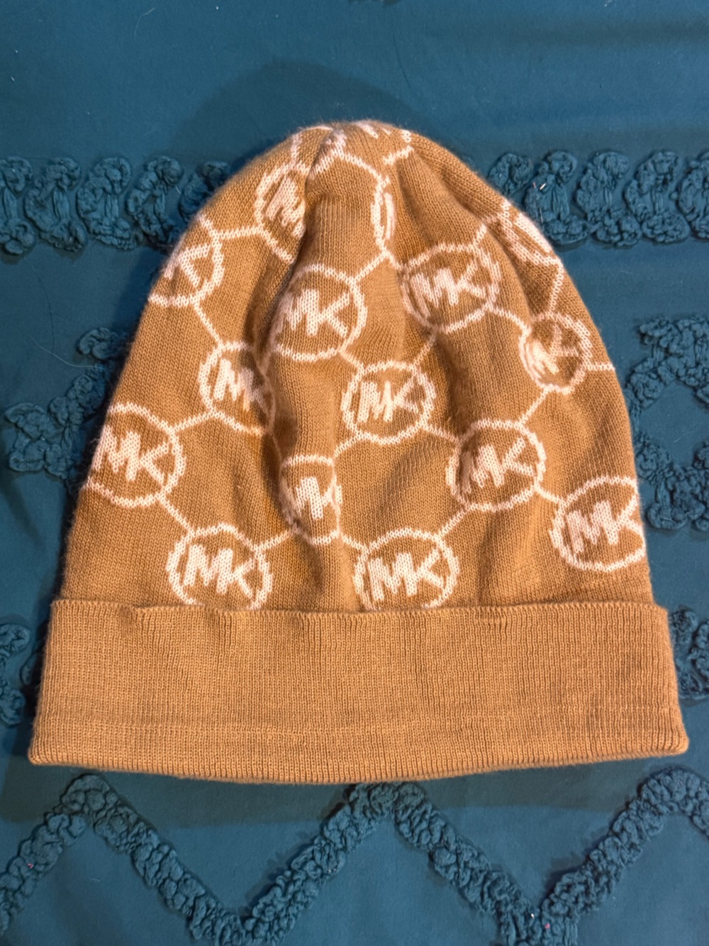 Camel and Cream Michael Kors Jet Set Logo Print Beanie 🐪